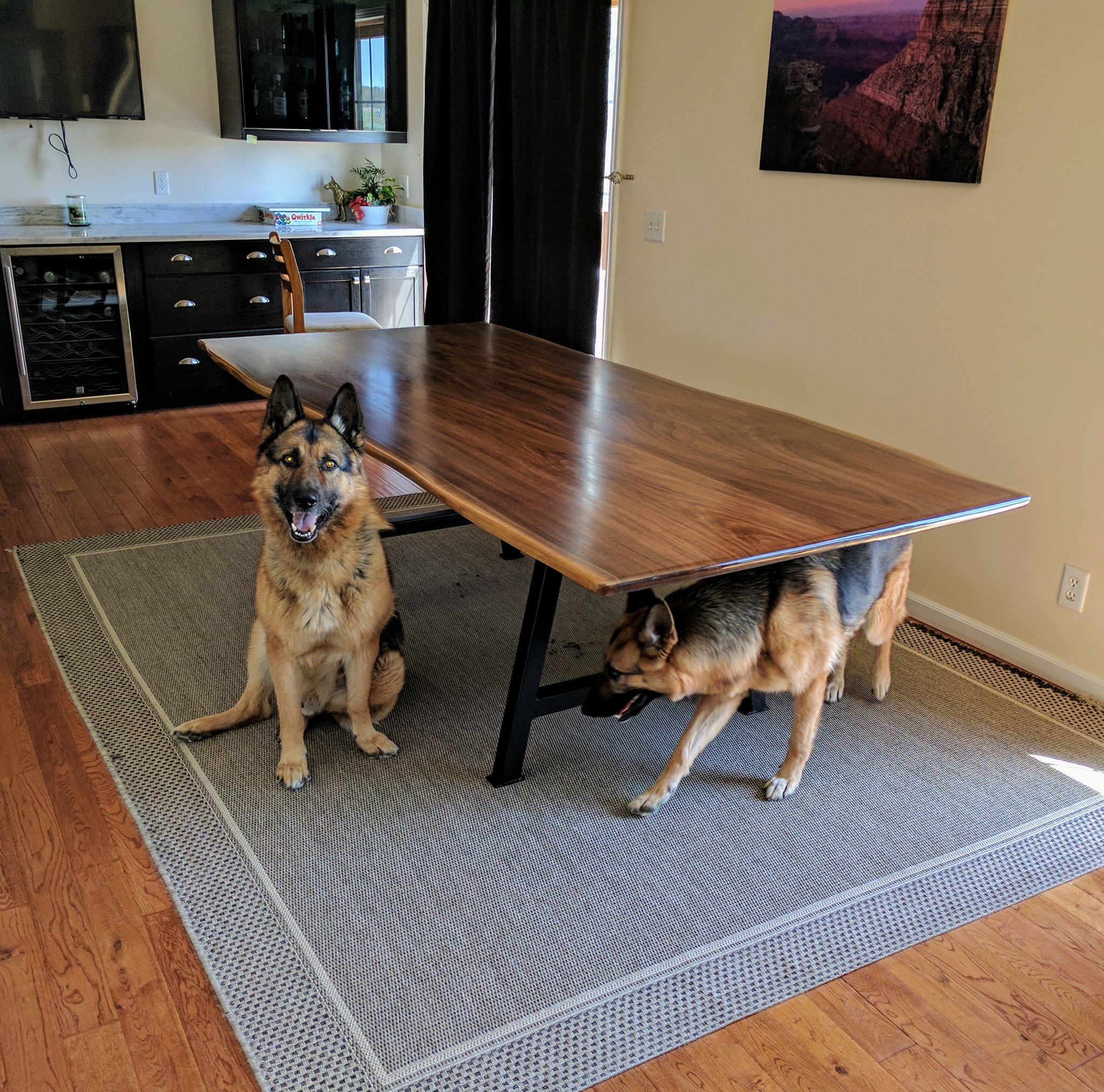 Walnut Table with Companions
