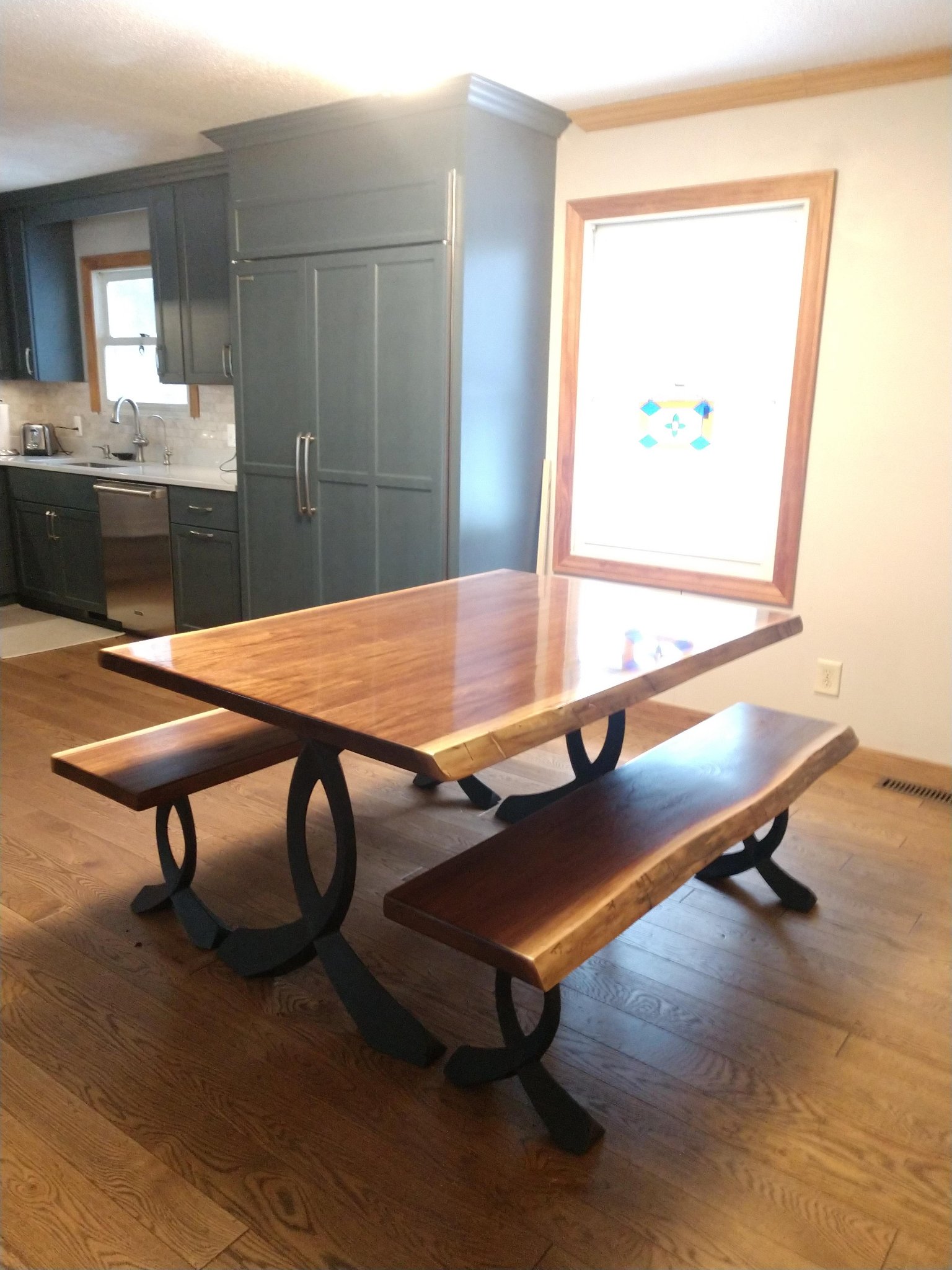 Walnut Table and Bench Set